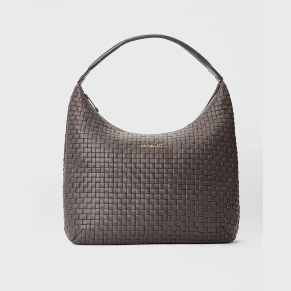 MZ Wallace Magnet Gray Medium Woven Shoulder Bag